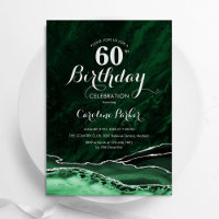 Emerald Green Silver Agate Marble 60th Birthday