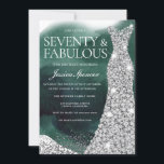Emerald Green & Silver Dress 70th Birthday Party Invitation<br><div class="desc">Emerald Green & Silver Dress 70th Birthday Party Invitation

Variations to the invitation and matching items in our store</div>