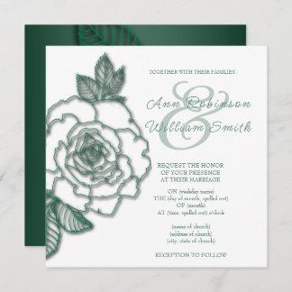 Emerald green Silver Elegant Wedding Invitation