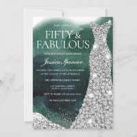 Emerald Green & Silver Gown 50th Birthday Party