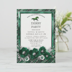Emerald Green Silver Horse Derby Party Invitation 