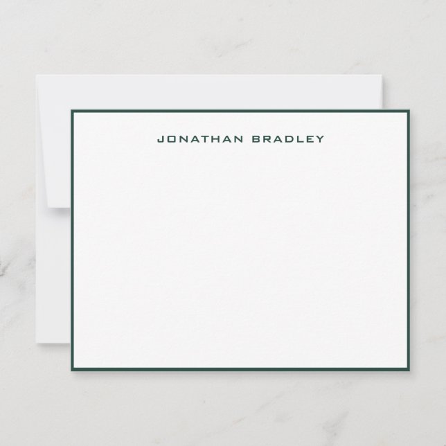 Emerald Green Simple Border All Caps Full Name Card (Front)