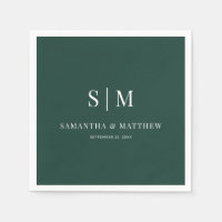 Emerald Green Simple Couple Initials Wedding