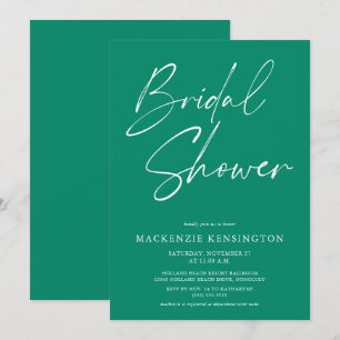 Emerald Green Simple Elegant Bridal Shower Invitation
