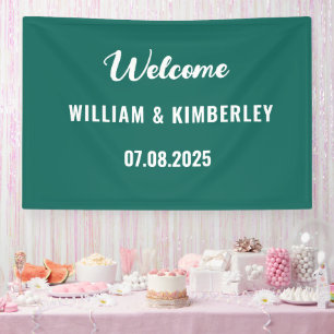 Emerald Green Simple Elegant Modern Wedding Banner