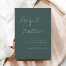 Emerald Green Simple Minimalist Modern Wedding