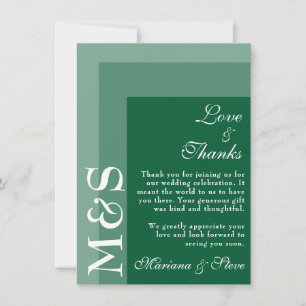 Emerald Green Simple Modern Script Wedding Thank You Card