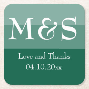 Emerald Green Simple Modern Wedding Square Paper Coaster