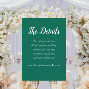 Emerald Green Simple Style Wedding Details Enclosure Card