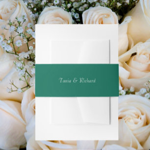 Emerald Green Simple Stylized Name Wedding Invitation Belly Band