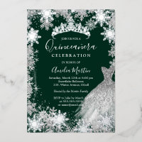 Emerald Green Snowflake Winter Quinceanera