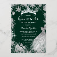 Emerald Green Snowflake Winter Quinceanera 