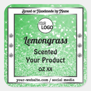 Emerald Green Sparkle Glitter Product Labels Logo