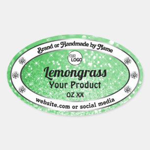 Emerald Green Sparkle Glitter Product Labels Logo