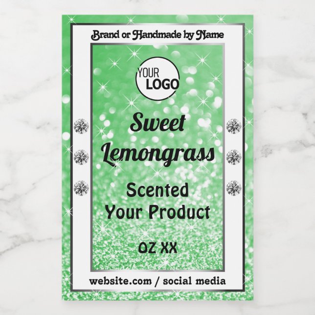 Emerald Green Sparkle Glitter Product Labels Logo (Single Label)