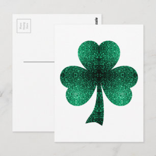Emerald Green Sparkles Shamrock St Patrick's Day  Postcard