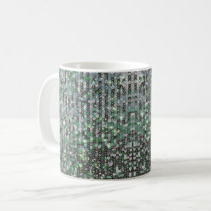 Emerald green sparkling glitter sequins coffee mug