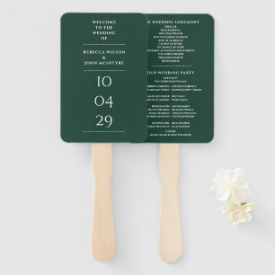 Emerald Green Special Date Wedding Program Hand Fan