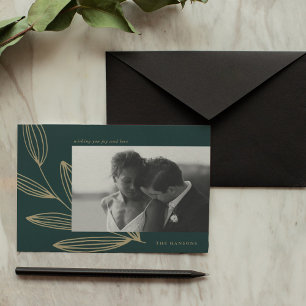 Emerald Green Sprout Photo Holiday Card