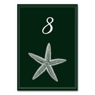 Emerald Green Starfish Table Number Card
