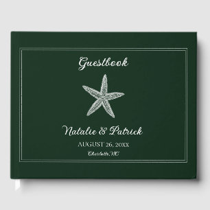 Emerald Green Starfish Wedding Guest Book