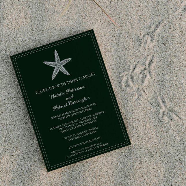 Emerald Green Starfish Wedding Invitation (Emerald Green Starfish Wedding Invitation)