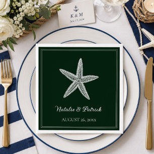 Emerald Green Starfish Wedding Napkin