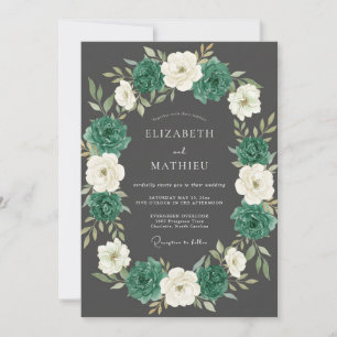 Emerald Green Stately Winter Wedding Invitation