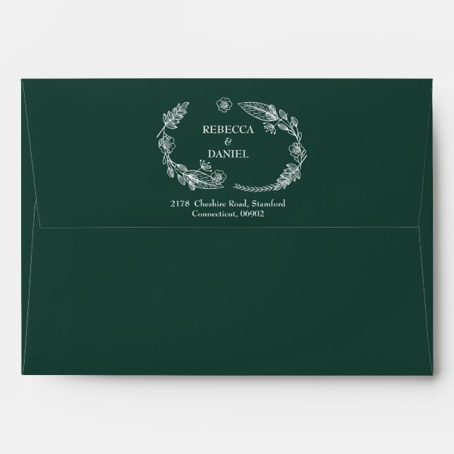 Emerald Green String Lights Return Address Envelope (Back (Top Flap))