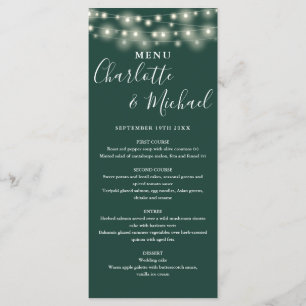 Emerald Green String Lights Signature Wedding Menu