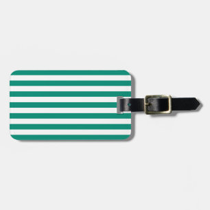 Emerald Green Stripes Pattern Luggage Tag