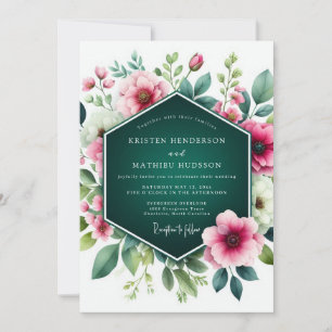 Emerald Green Stunning Floral Wedding Invitation