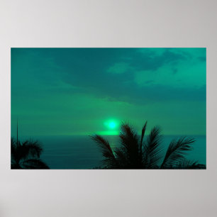 Emerald Green Sunset Poster