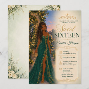 Emerald Green Sweet 16 Garden Party Invitation