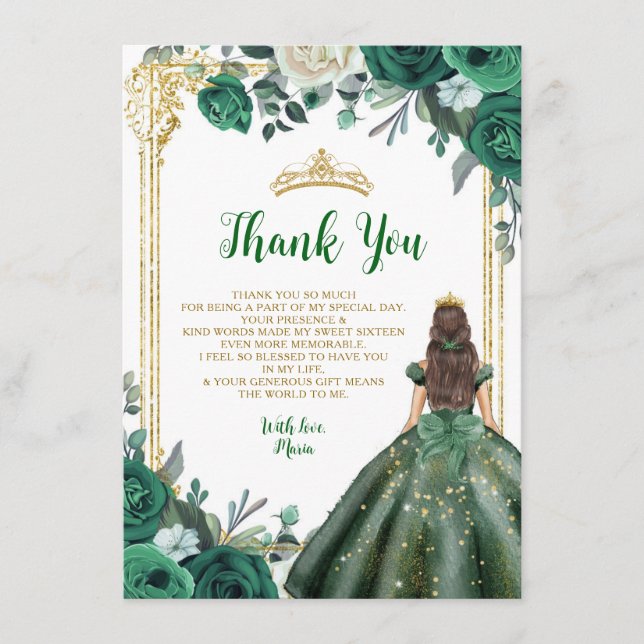 Emerald Green Sweet 16e Carte de remerciements de  (Devant)