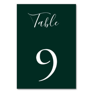 Emerald Green Table Number Card
