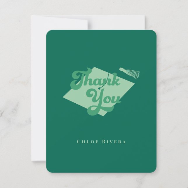 Emerald Green Tassel Thank You Card (Front)