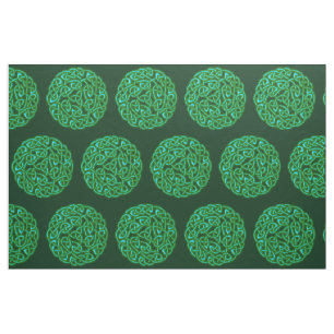 Emerald Green Traditional Celtic Knot Pattern Fabric