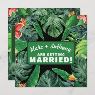 Emerald Green Tropical Jungle Destination Wedding Save The Date