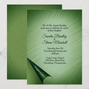 Emerald Green Turn of the Page Wedding Invitation