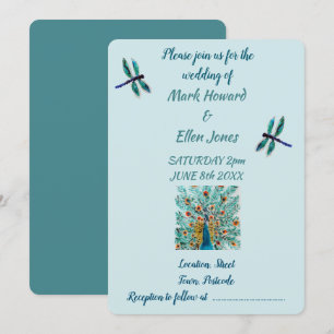Emerald Green Turquoise Country Wedding Invitation