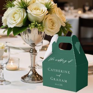 Emerald Green Typography Custom Forest Wedding Favor Box