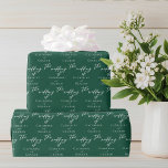 Emerald Green Typography Personalized Wedding Wrapping Paper<br><div class="desc">This solid emerald green wedding wrapping paper features classic white script for a couple getting married in a forest or other nature venue. Celebrate your love with this tranquil colour and coordinate with our matching minimalist typography collection.</div>