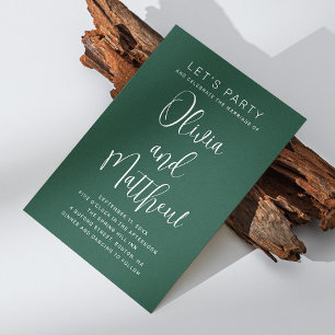 Emerald green typography script wedding + QR Invitation