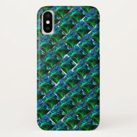 Emerald green under a grid with a metallic tone