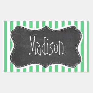 Emerald Green Vertical Stripes; Vintage Chalkboard Sticker