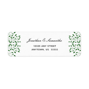Emerald Green Vines Elegant Script Return Address