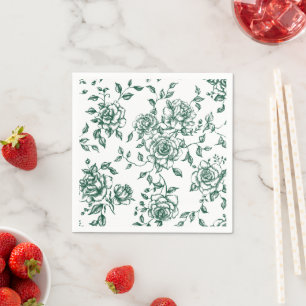 Emerald Green Vintage Botanical Floral Wedding Napkin
