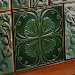 Emerald Green Wall Decor Art Nouveau Ceram Tile<br><div class="desc">Welcome to CreaTile! Here you will find handmade tile designs that I have personally crafted and vintage ceramic and porcelain clay tiles, whether stained or natural. I love to design tile and ceramic products, hoping to give you a way to transform your home into something you enjoy visiting again and...</div>