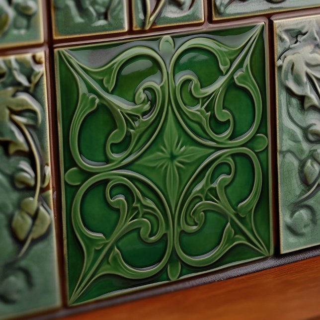 Emerald Green Wall Decor Art Nouveau Ceram Tile (Creator Uploaded)